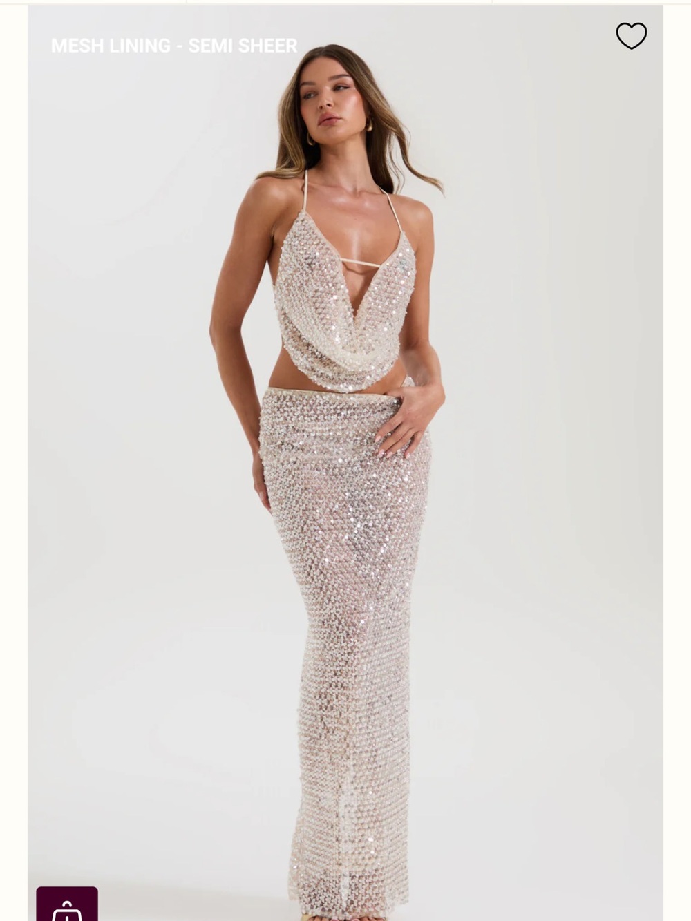Sequin Maxi Skirt in Champagne